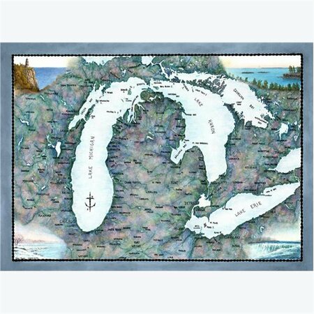 YOUNGS Wood Michigan Wall Plaque with The Waterways Collection of Artistic Maps 30132